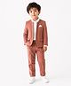 Spool Junior Velvet Woven Full Sleeves Solid Blazer & Pants Set WIth Shirt - Pink