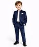 Spool Junior Velvet Woven Full Sleeves Solid Blazer & Pants Set WIth Shirt - Navy Blue