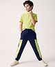 Pine Kids Cotton Knit Full Length Lounge Pants With Text Print - Navy Blue