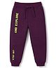 Pine Kids Cotton Knit Full Length Lounge & Track Pant With Text Print - Plum