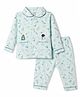 CUCUMBER Sinker Knit Full Sleeves Shirt & Pyjama Night Suit With Space Theme Print - Light Sea Green