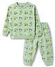 CUCUMBER Sinker Knit Full Sleeves T-Shirt & Pyjama Night Suit With Vehicle Print - Light Green