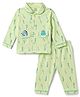 CUCUMBER Sinker Knit Full Sleeves Shirt & Pyjama Night Suit With Guitar & Dino Print - Light Green