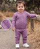Babyhug Knitted Full Sleeves Sweatshirt & Pant Co-Ord Winter Wear Suit - Lavender