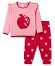 Babyhug Knitted Full Sleeves Hearts & Apple Designed Sweater Set - Pink