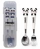 Asera Kids Spoon and Fork Set with Case, Stainless Steel Toddler Cutlery Set, Cute Cartoon Animal Handle Utensils for Kids Lunch Box, Portable Travel Spoon Fork Set for School, Picnic (Panda)