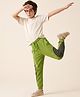 Pine Kids Cotton Knit Full Length Lounge Pants With Text Print - Olive Green