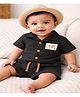 Spool Junior Cotton Woven Half Sleeve Patch Detailed Tee & Shorts Set - Black