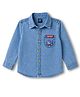 Simply Premium Denim Woven Full Sleeves Vehicles Embroidered Washed Shirt - Blue