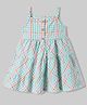 Simply Premium Woven Sleeveless Checked Tiered Frock - Light Blue