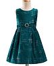 Enfance Core Cotton Knit Sleeveless Printed Frock - Dark Green