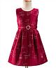 Enfance Core Cotton Knit Sleeveless Printed Frock - Maroon