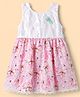 Enfance Core Cotton Knit Sleeveless Floral Sequinned & Printed Frock With Applique - Pink