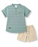 Simply Premium Cotton Woven Half Sleeves Shirt & Shorts Set - Teal Blue
