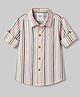 Simply Premium Cotton Woven Full Sleeves Striped Shirt - Peach