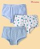Honeyhap Premium Cotton Elastane Knit Striped Bio Finish Panties With Floral & Heart Print Pack of 3 - Dutch Canal Bright White Little Boy Blue