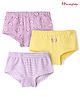 Honeyhap Premium Cotton Elastane Knit Striped Panties With Bio Finish & Butterfly Print Pack of 3 - Orchid Bouquet Yellow Iris Bright White