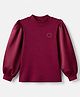 Pine Kids Cotton Mix Knit Top with Full Peasant Sleeve and Heart Embellished in Maroon