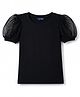 Pine Kids Cotton Lycra Knit Half Sleeves Solid Top - Black