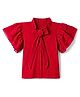 Pine Kids Cotton Lycra Knit Half Sleeves Top with Knot -Red