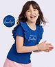 Pine Kids Cotton Knit Half Sleeves Top with Effortlessly Beautiful Embroidery and Frill Detailing in Blue for 4-5 Years