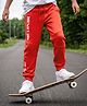 Pine Kids Knit Full Length  Lounge Pant with Text Print & Pockets -  Red