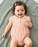 Babyhug 100% Cotton Muslin Knit Half Sleeves Peter Pan Collared Onesie - Peach