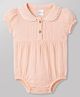 Babyhug 100% Cotton Muslin Knit Half Sleeves Peter Pan Collared Onesie - Peach