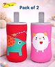 Sparkle Joy Baby Bottle Cover Sleeve | Stretchable Neoprene Insulated Bottle Protector with Handle | Cute Cartoon Design | Heat & Cold Protection Pack Of 2