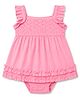 Babyhug 100% Cotton Knit Sleevless Onesie With Floral Design - Pink