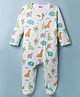 Babyhug Cotton Knit Full Sleeves Footed Sleepsuit with Jungle Theme Print - Multicolour
