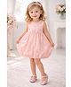 ShopperTree Net Woven Sleeveless Stone Embellished Bow Applique Detailed Dress -