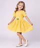 ShopperTree Woven Dress Half Sleeves Bow Applique Detailed Dress - Yellow
