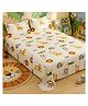 Story@Home 180 TC Microfiber Double Bed Kids Bedsheet with 2 Pillow Covers, 225 cm X 250 cm, Off White & Brown, Baby Animal Print