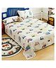 Story@Home 180 TC Microfiber Double Bed Kids Bedsheet with 2 Pillow Covers, 225 cm X 250 cm, Light Grey & Blue, Cartoon Print