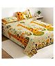Story@Home 180 TC Microfiber Double Bed Kids Bedsheet with 2 Pillow Covers, 225 cm X 250 cm, Cream & Orange, Baby Animals Print