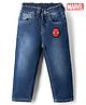Babyhug Marvel Full Length Jeans With Spiderman Graphic - Blue