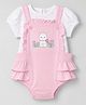 Babyhug 100% Cotton Interlock Knit Half Sleeves Bunny Print Onesie With Polka Dot Printed Tee - Light Pink