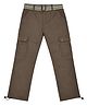 CAVIO Cotton Blend Woven Cargo Style Pants With Belt - Brown