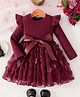 Mark & Mia Full Sleeves Party Dress With Floral Applique - Maroon