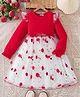 Mark & Mia Full Sleeves Floral Printed Party Dress With Bow Applique - Red