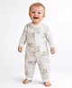 Little Surprise Box Cotton Knit Full Sleeves Animals Printed Romper - Cream