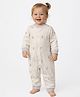 Little Surprise Box Cotton Knit Full Sleeves Penguin Printed Romper - Cream