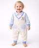 Little Surprise Box Cotton Knit Full Sleeves Placement Checked Romper - Blue