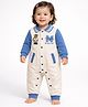 Little Surprise Box Cotton Knit Full Sleeves Teddy Bear Embroidered Romper - Blue