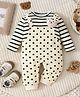 Mark & Mia Full Sleeves Striped Winter Wear Romper With Polka Dots - Beige