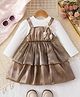 Mark & Mia Full Sleeves Solid Layered Party Dress With Bow Applique - Brown