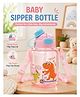 Sprout Kidz Dinosaur Kids Water Bottle BPA-Free Plastic Straw Sipper Bottle 400ml - Pink