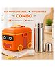 Sprout Kidz Stainless Steel Baby Feeding Bottle BPA-Free Silicone Nipple - Silver & Bus Milk Powder Container - Orange Combo