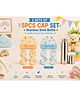 Sprout Kidz Pack of 2 Baby Cap, Mittens & Gloves Set Soft Cotton Newborn Essentials - Blue, Orange & Steel Bottle Set